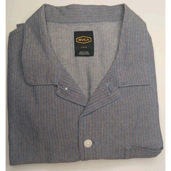 RVCA Mens Shirt Sz L Dayshift Button Down Collared Long Sleeve Stripe $70 NWT - Picture 13 of 14